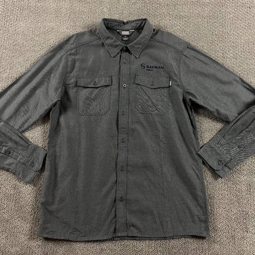 NWOT Outdoor Research Gastown Flannel Shirt Men's Large Gray Outdoors Hiking